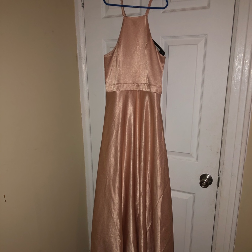 blush pink floor length dress